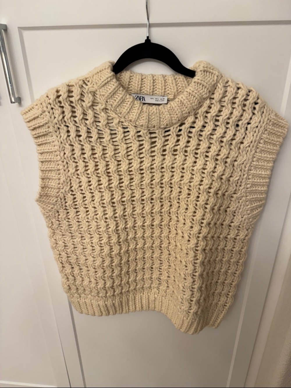 Zara Cream Open Stitch Sleeveless Knit Vest